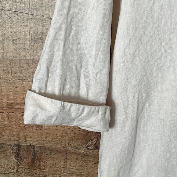 Zara Woman Linen Crop Sleeve V-Neck Dress Pale Pink Size Small - Picture 4 of 9